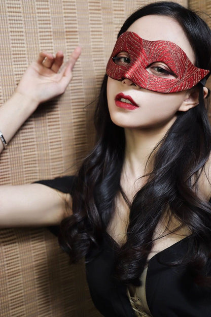 Red Swallowtail Butterfly Half Mask for Women Handmade Party Costume