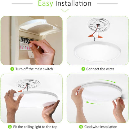 1 Pack LED Flush Mount Ceiling Light, 24W Ultra Thin round White 3000K/4000K/650