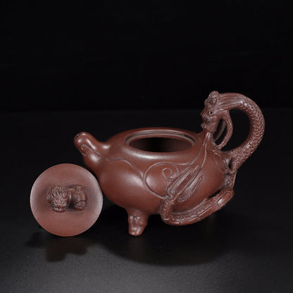 l-0Chinese Yixing Zisha Clay Handmade Exquisite Teapot （龙腾盛世 底款：徐汉棠）