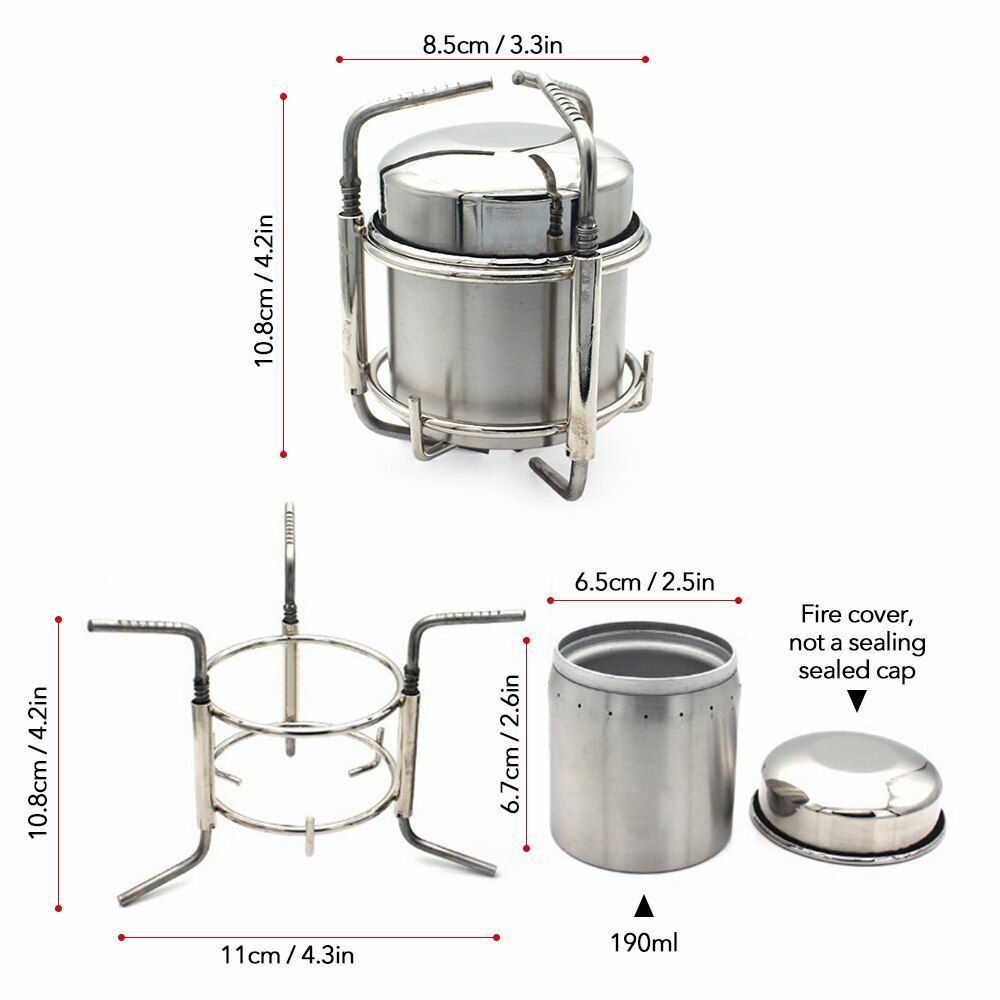 Camping Gas Alcohol Stove Burner Outdoor Stainless Steel Foldable Utensil Alloy