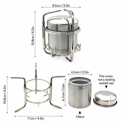 Camping Gas Alcohol Stove Burner Outdoor Stainless Steel Foldable Utensil Alloy