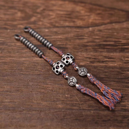Vintage Alloy Mala Counter Tibetan Style Side Pendant with Tassel