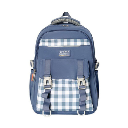 Plaid Waterproof College Backpack Laptop Traveling Book Backpack School Bag 1PC