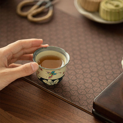 Blue and White Tea Cup Butterfly Lily Ceramic Master Cup Kung Fu Tea Set 55ml