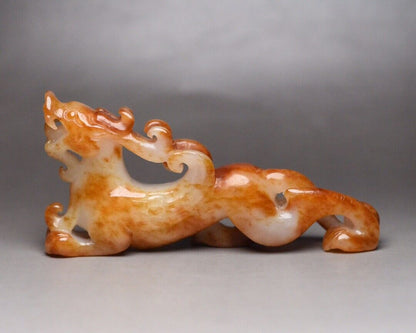 Chinese Antique Hetian Jade Carved Beast Statue Exquisite Figurine Decor Artwork