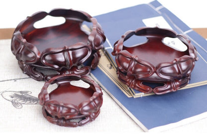 Rosewood Round Fishbowl Display Stand Crystal Sphere Ball Stone Holder Rack Base