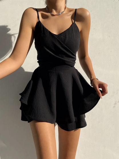 Slim Suspender Strap Sexy Rompers Summer Casual Slip Female Elegant Skirt