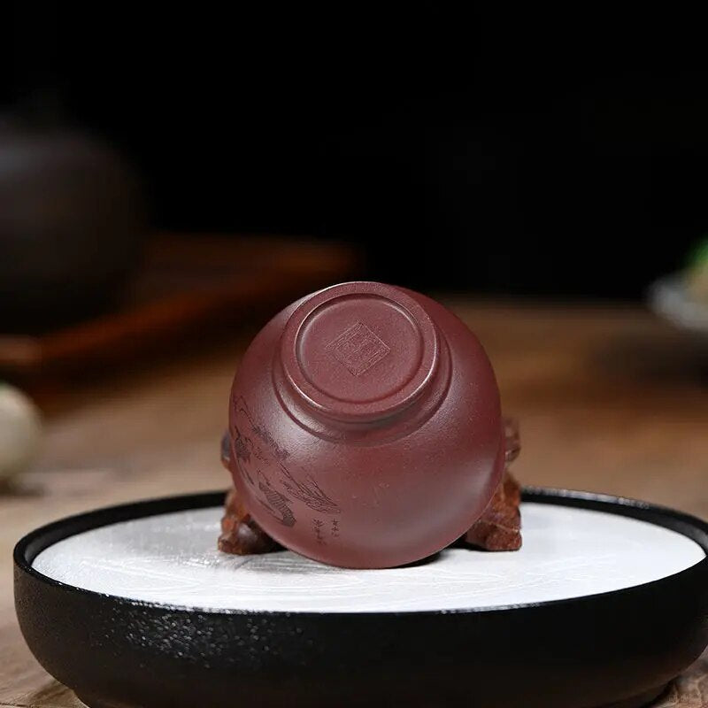 Yixing Purple Sand Cup Raw Ore Purple Mud Fish Play Cup Pure Hand-carved