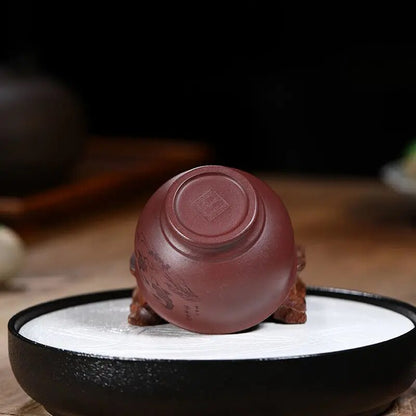 Yixing Purple Sand Cup Raw Ore Purple Mud Fish Play Cup Pure Hand-carved