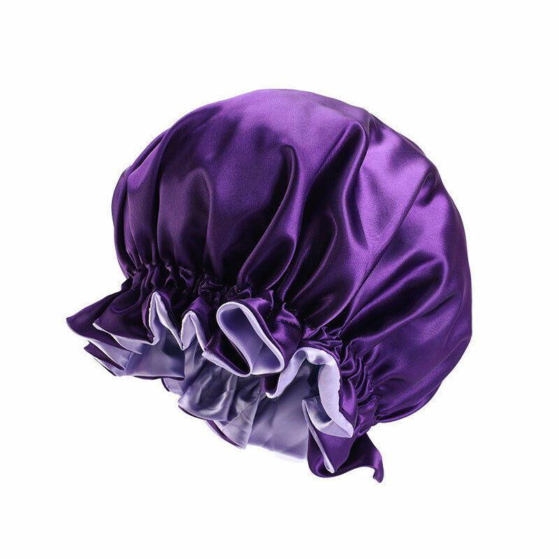 Silk Night Sleep Cap Hair Bonnet Hat Satin Wide Band Large Jumbo Head Cover Size