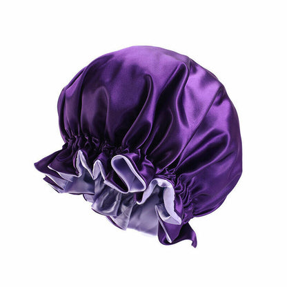 Silk Night Sleep Cap Hair Bonnet Hat Satin Wide Band Large Jumbo Head Cover Size