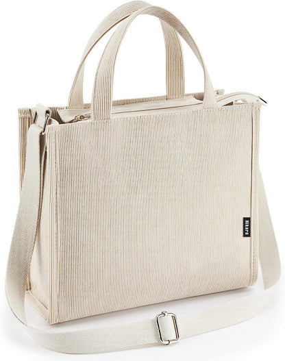 KALIDI Tote Bag for Women Corduroy Crossbody Bag Casual Zipper Tote Fashion Shou