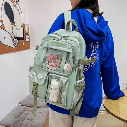 Large Capacity Backpack School Bag Laptop Girls Travel Bag With Pin