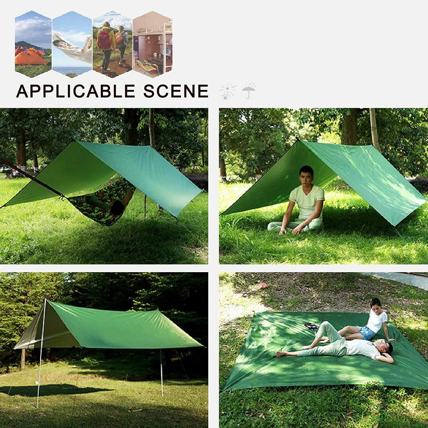Hammock Tent Tarp Waterproof Camping Sunshade Portable 310*310/ 230*210/22*13CM