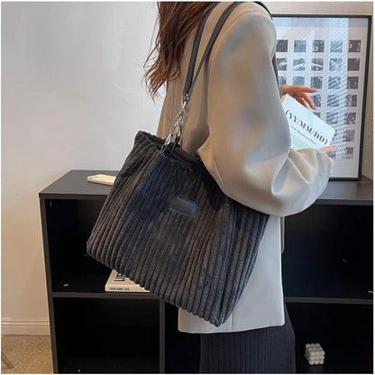 Ulisty Women Corduroy Tote Bag Casual Shoulder Bag Daily Shopping Bag Fashion Ha