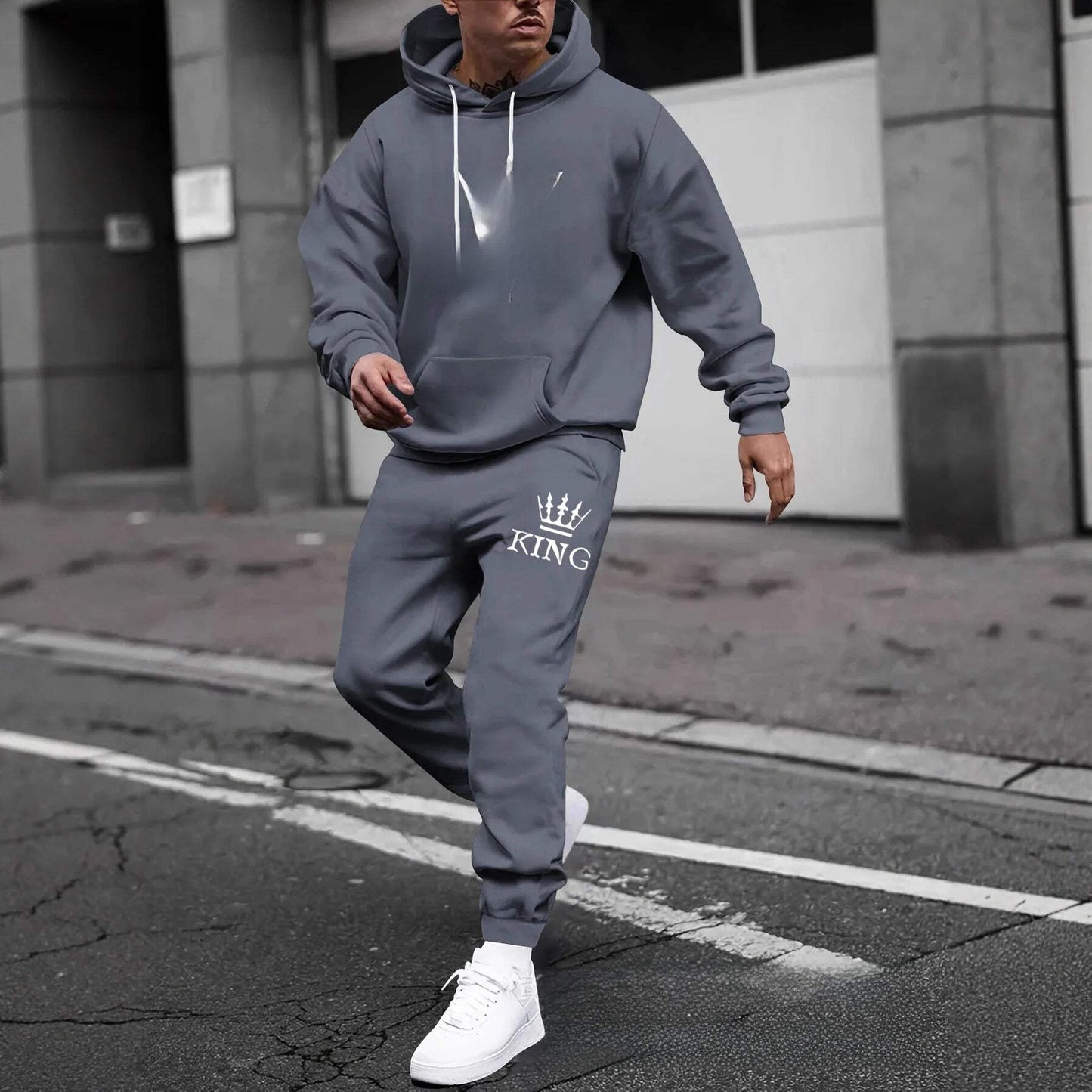 Men's Thickened Hoodie and Pants Set Casual Sportswear
