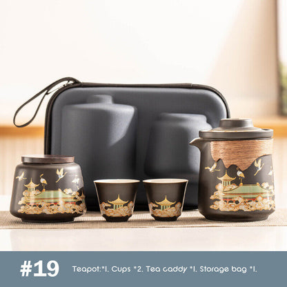 Outdoor Office Camping Tea Ceramic Set Porcelain Chinese Gongfu Tea Cup Set