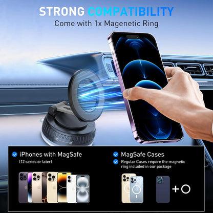 Car Phone Holder for Magsafe [Strongest Suction & Magnetic] 360° Adjustable Car