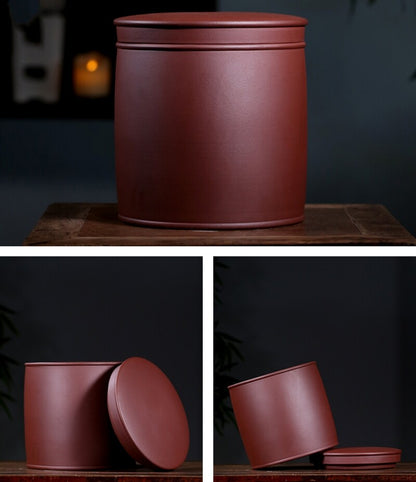 True Yixing Zisha Purple Clay Tea Canister With Lid Sealed Jar For Puer Tea Cake