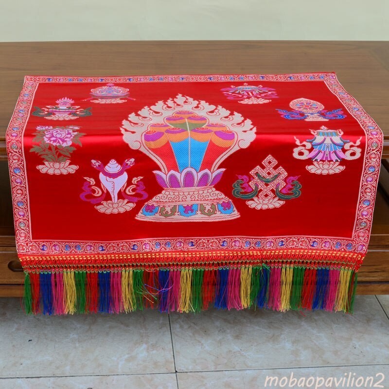 New Buddhist Tibet Family Temple Eight Auspicious Embroidery Table Cloth