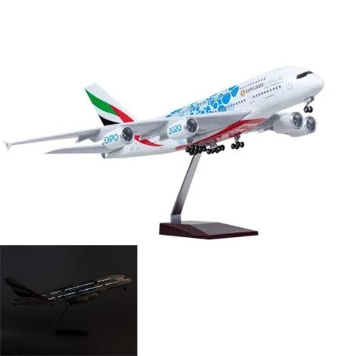 45CM 1:160 Diecast Model Airlines Airbus A380 Resin Airplane Display Lamp Sounds