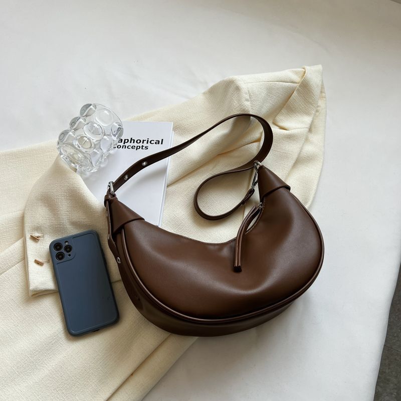 Synthetic Leather Shoulder Bag Crossbody Dumpling Hobo Purse Nylon Zipper 1 PC