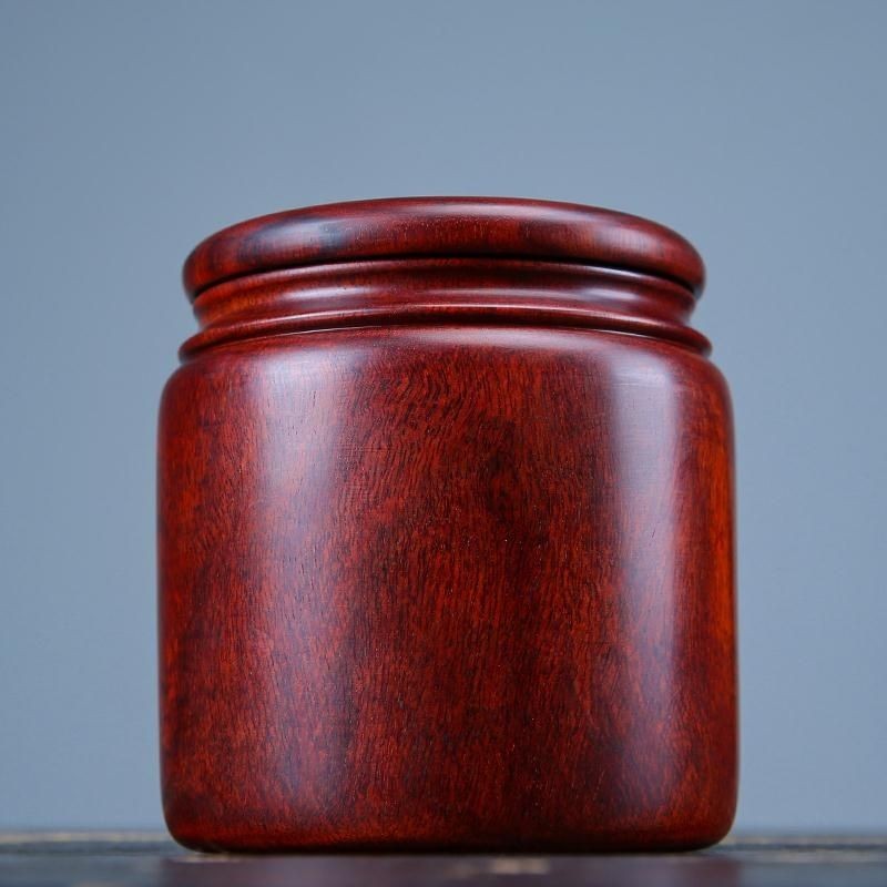 Red Sandalwood Tea Caddy Solid Pterocarpus Santalinus Chinese Sealed Tea Jar
