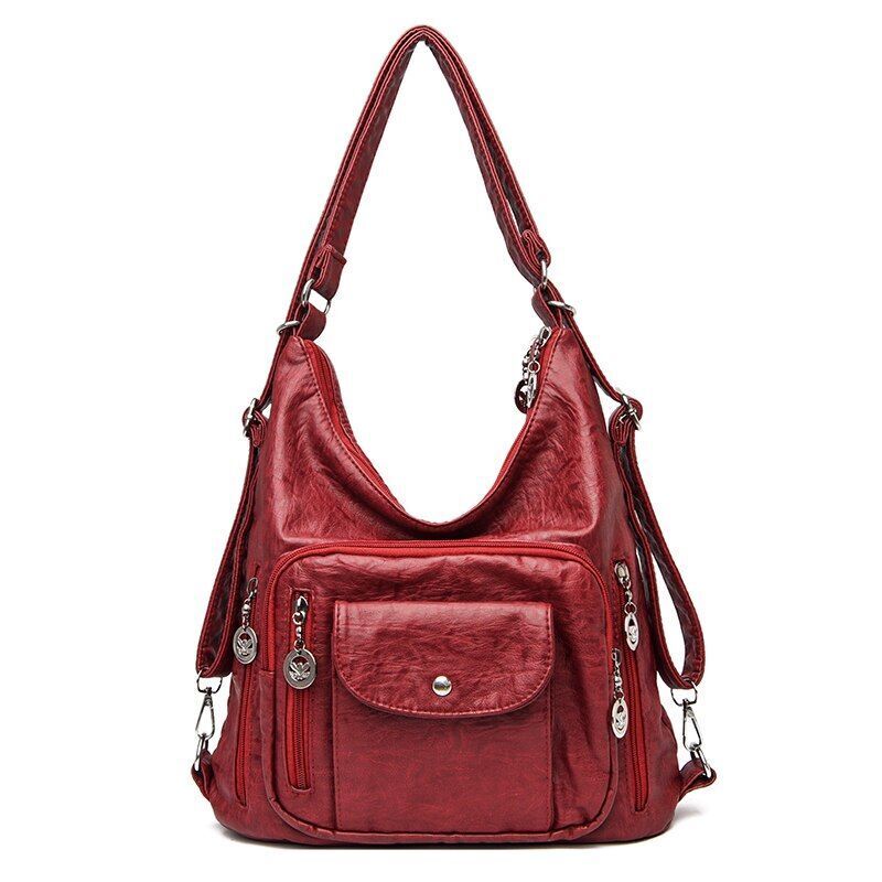 Women Handbag Solid Color Messenger Bag Large Shoulder Bag Synthetic Leather Bag