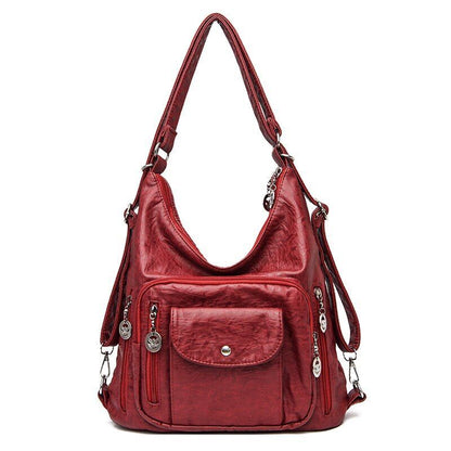 Women Handbag Solid Color Messenger Bag Large Shoulder Bag Synthetic Leather Bag