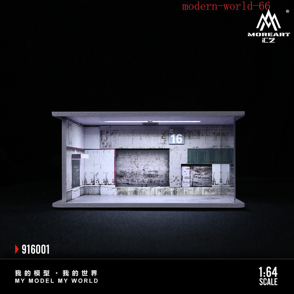 1/64 Repair Shop Model With Light Garage Parking Lot Scene Display Case