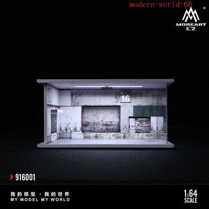 1/64 Repair Shop Model With Light Garage Parking Lot Scene Display Case