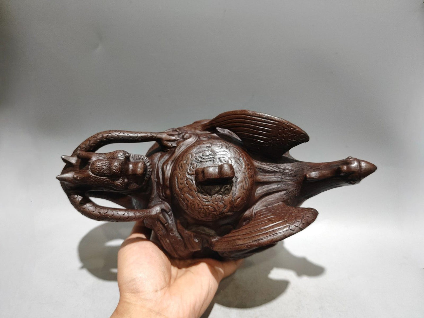 Chinese Yixing Zisha Clay Handmade Exquisite Dragon&Phoenix Teapot 30996