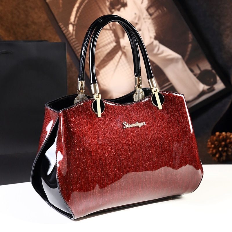 Simple Shoulder Bag Handbag Purses Patent Leather Messenger Clutch 33*13*22 CM