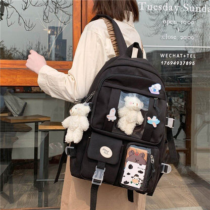Backpack Cute School Traveling Bags 31*13*43 Cm Black Pink White Purple Blue 1PC