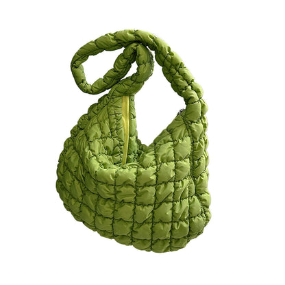 Large Puffer Tote Bag Padded Style Quilted Shoulder Bags Black or Sage Womens