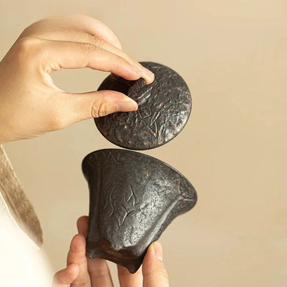 80Ml handmade coarse pottery Taiwan ancient bronze glaze household tea set -