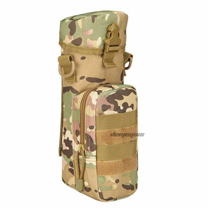 Water Bottle Pouch Nylon Outdoor Military Travel Kettle Bag Shoulder Strap Green