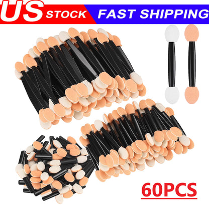 60Pcs Disposable Eyeshadow Brush, Double Ended Sponge Eye Shadow Applicator