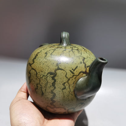 Chinese Yixing Zisha Clay Handmade Carve Watermelon Kung Fu Tea Exquisite Teapot