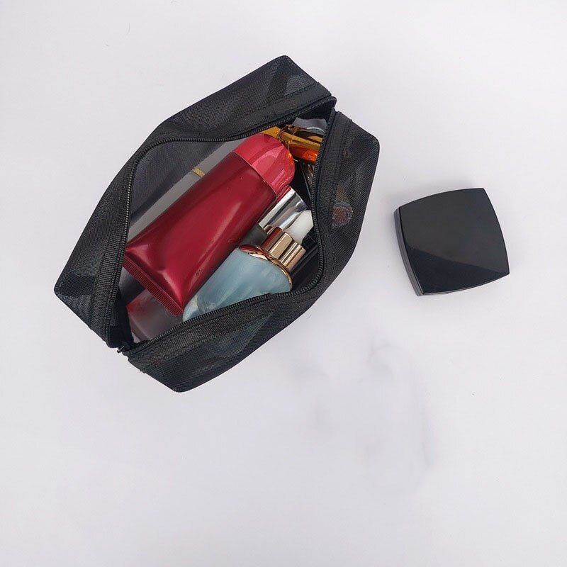 Transparent Mesh Makeup Case Organizer Storage Pouch Casual Zipper Cosmetic Bag
