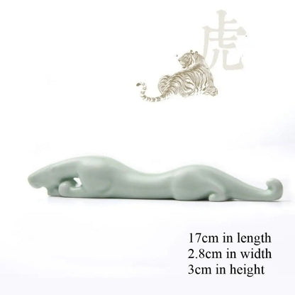 17cm Exquisitely Chinese Ceramic Fuhu Calligraphy Brush Holder Tea Pet Ornament