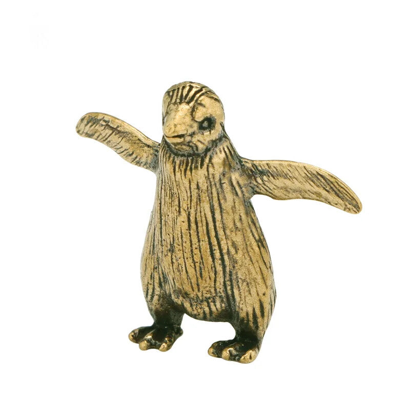 Brass Antarctic Penguin Small Statue Desk Ornament Tea Pet Paperweight Crafts
