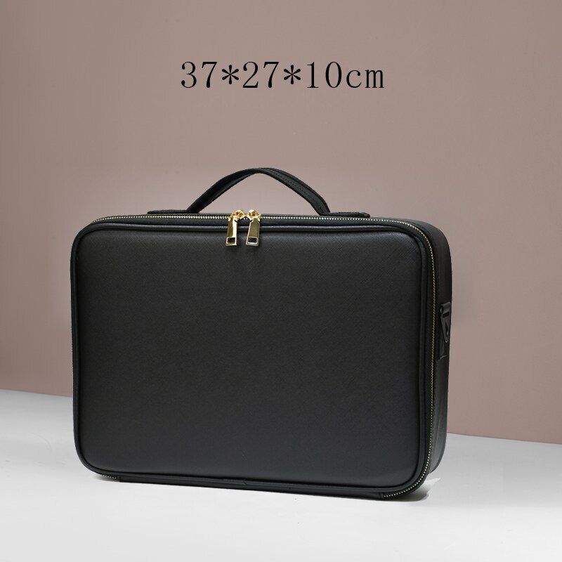 Leather Clapboard Cosmetic Bag Professional Make Up Case Large Traveling Insert