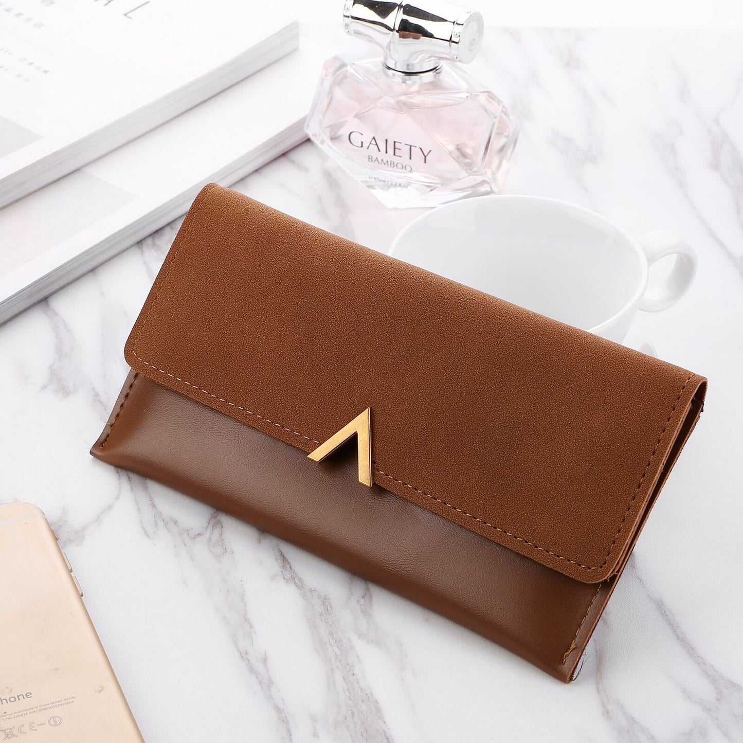 Women Handbag Money Card Holders Leather Clamps Coin Purses Clutch Female Wallet