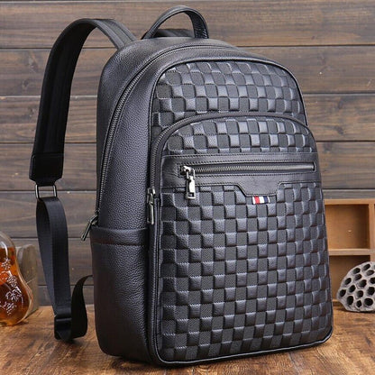 Top Cow Leather Black Backpack, Soft Leather Large Capacity Rucksack Travel Bag
