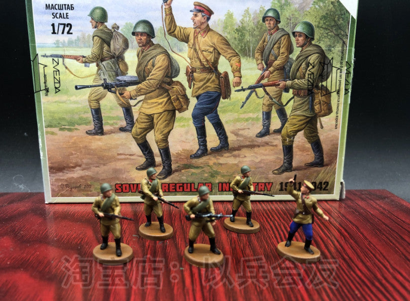 1/72 5Pcs World War II Soviet Infantry Model