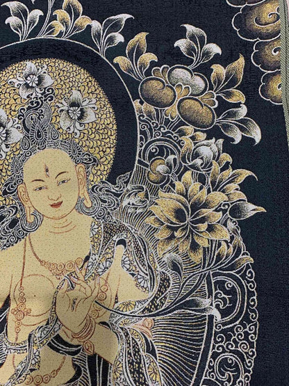 36" Tibet Tibetan Cloth Silk Buddhism Tara Guanyin Kwan-yin Tangka Thangka Mural