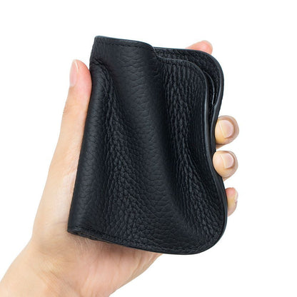 Versatile Zipper Coin Pocket Small Billfold Genuine Leather Card Slot Bag Wallet