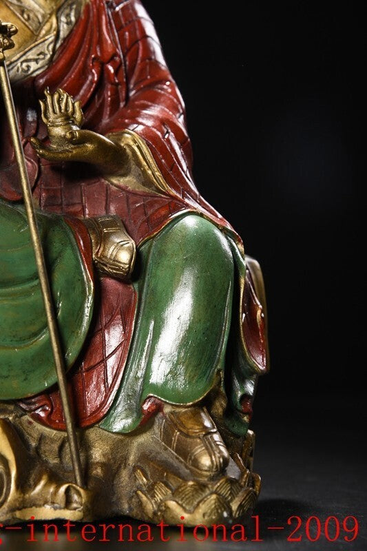 Tibet Buddhism bronze gilt painted tangseng Ksitigarbha jizo Monk Buddha statue