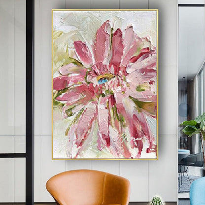 Abstract Flowers Oil Painting on Canvas Modern Minimalist pink lily Indoor decor